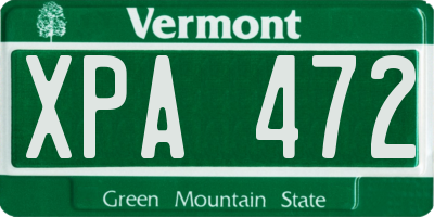 VT license plate XPA472