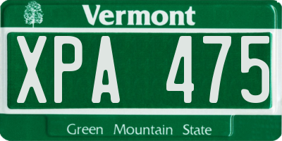 VT license plate XPA475