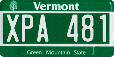 VT license plate XPA481