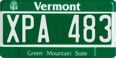 VT license plate XPA483