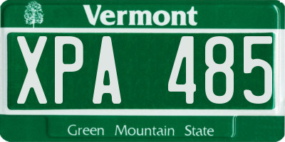 VT license plate XPA485