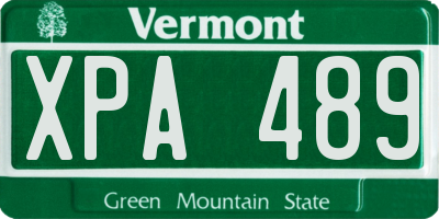 VT license plate XPA489