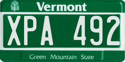 VT license plate XPA492