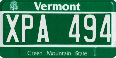 VT license plate XPA494
