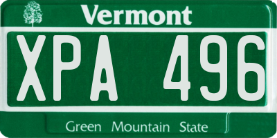 VT license plate XPA496