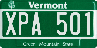 VT license plate XPA501