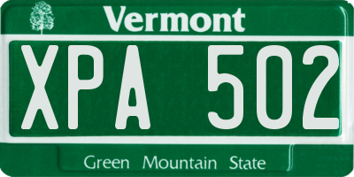 VT license plate XPA502