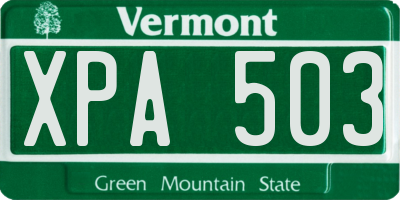 VT license plate XPA503