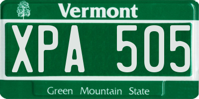 VT license plate XPA505