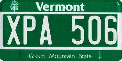 VT license plate XPA506