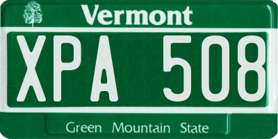 VT license plate XPA508