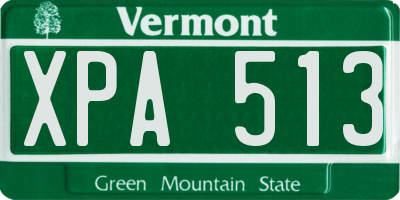 VT license plate XPA513