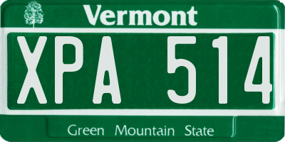 VT license plate XPA514