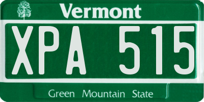 VT license plate XPA515