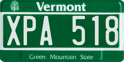VT license plate XPA518