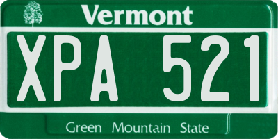 VT license plate XPA521