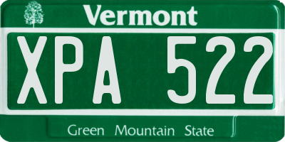 VT license plate XPA522