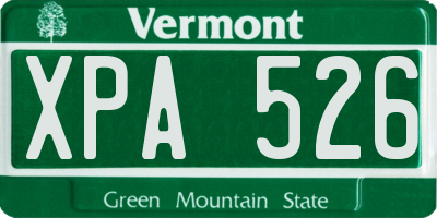 VT license plate XPA526