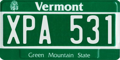 VT license plate XPA531