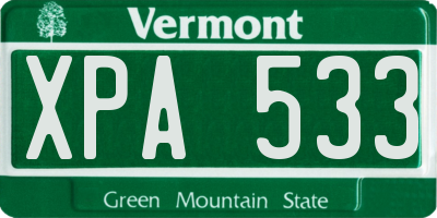 VT license plate XPA533