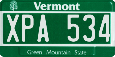 VT license plate XPA534