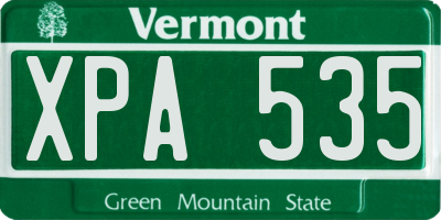 VT license plate XPA535