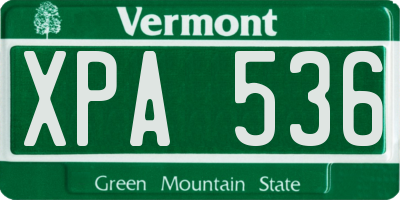 VT license plate XPA536