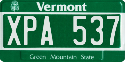 VT license plate XPA537