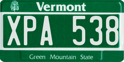 VT license plate XPA538