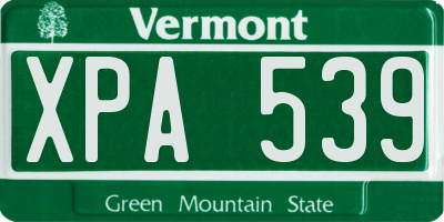 VT license plate XPA539