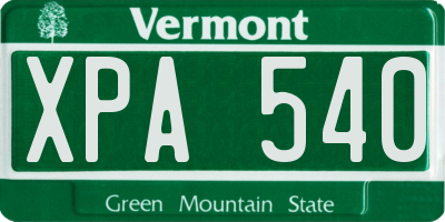 VT license plate XPA540