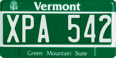 VT license plate XPA542
