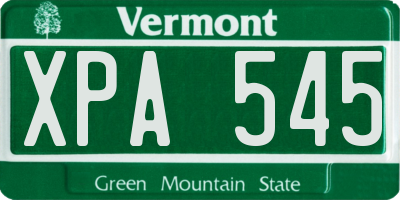 VT license plate XPA545