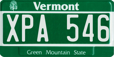 VT license plate XPA546
