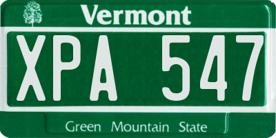 VT license plate XPA547