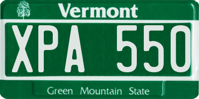 VT license plate XPA550