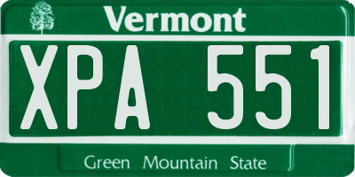 VT license plate XPA551