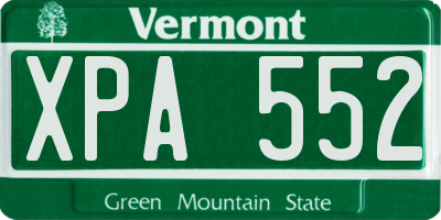 VT license plate XPA552