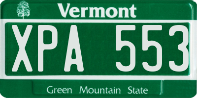 VT license plate XPA553