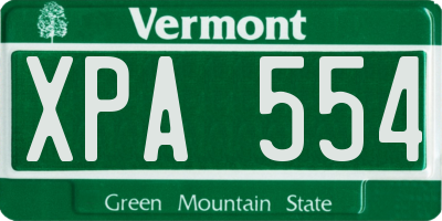 VT license plate XPA554