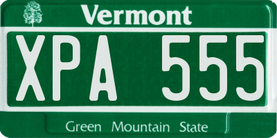 VT license plate XPA555