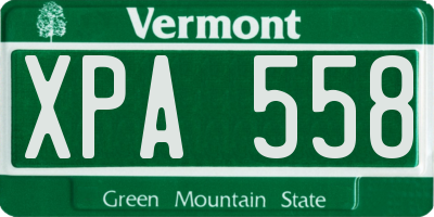 VT license plate XPA558