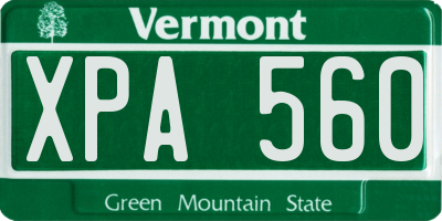 VT license plate XPA560
