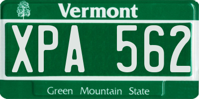 VT license plate XPA562