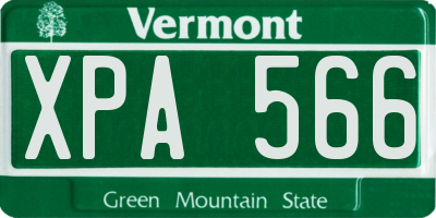 VT license plate XPA566
