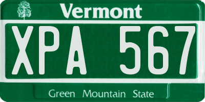 VT license plate XPA567