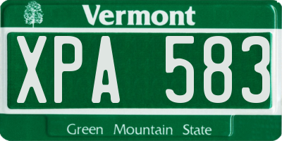 VT license plate XPA583