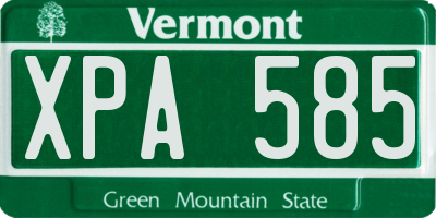 VT license plate XPA585