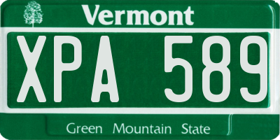 VT license plate XPA589