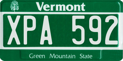 VT license plate XPA592